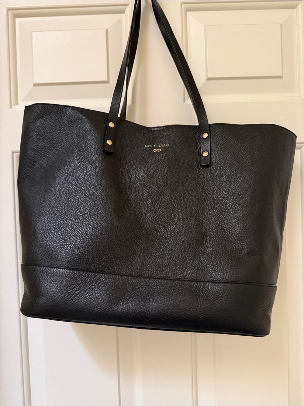 Cole Haan Palermo Black Leather Large Tote Bag Shoulder Work Purse Minimalist